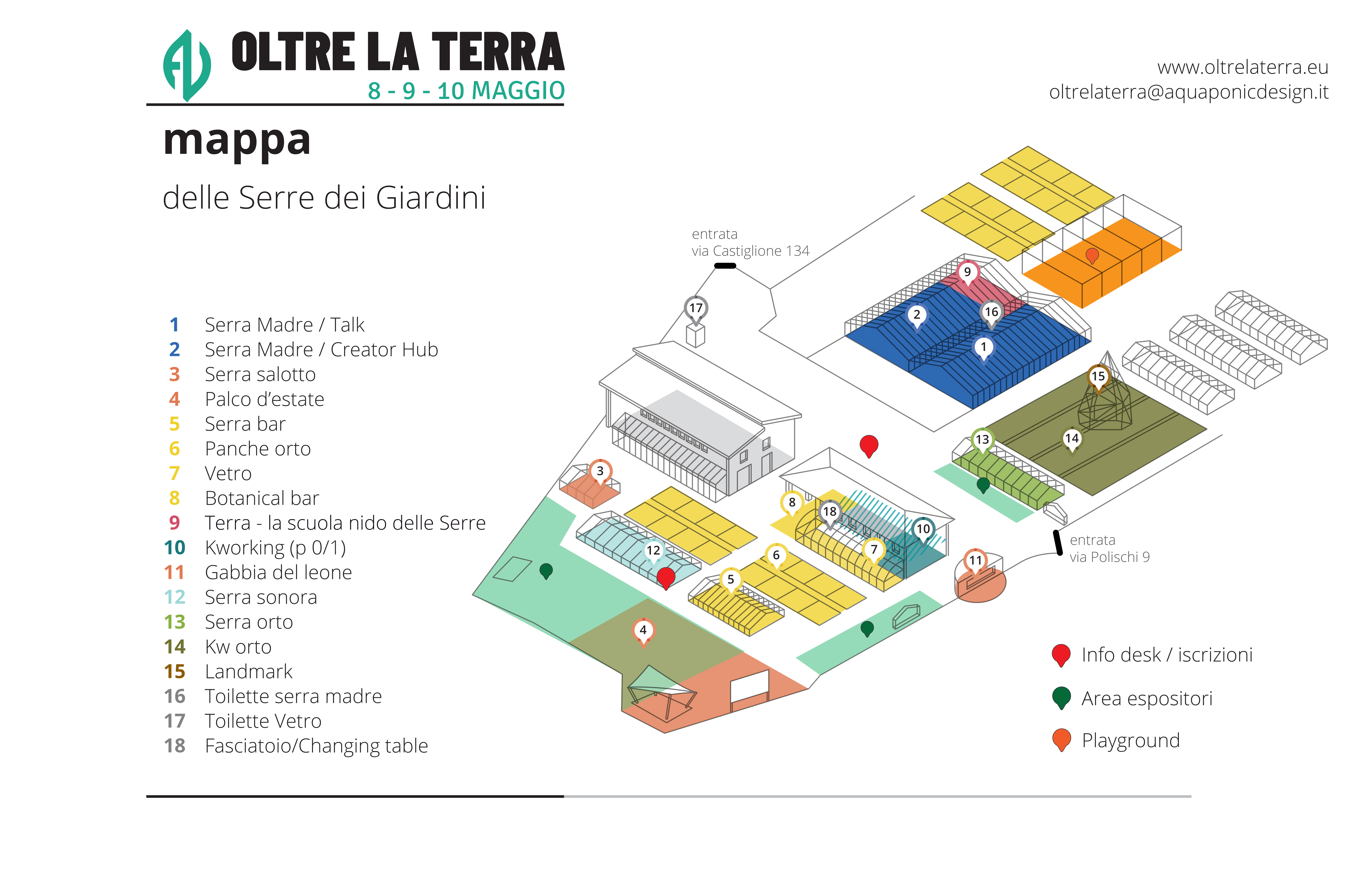 Mappa delle Serre dei Giardini — Oltre la Terra 8–10 Maggio 2026